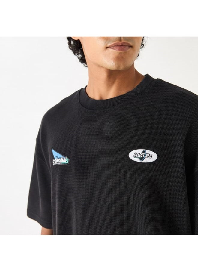 SP Characters Graphic Print Oversized T-shirt with Short Sleeves  - Image 2