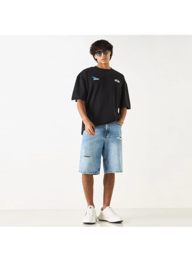 SP Characters Graphic Print Oversized T-shirt with Short Sleeves