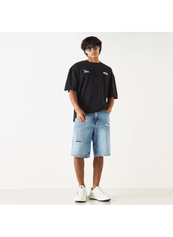 SP Characters Graphic Print Oversized T-shirt with Short Sleeves  - Image 4