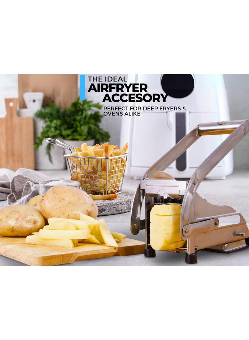 Impeccable Culinary Objects Stainless Steel French Fry Cutter with 2 Blades and Non-slip Suction Lock - Image 3