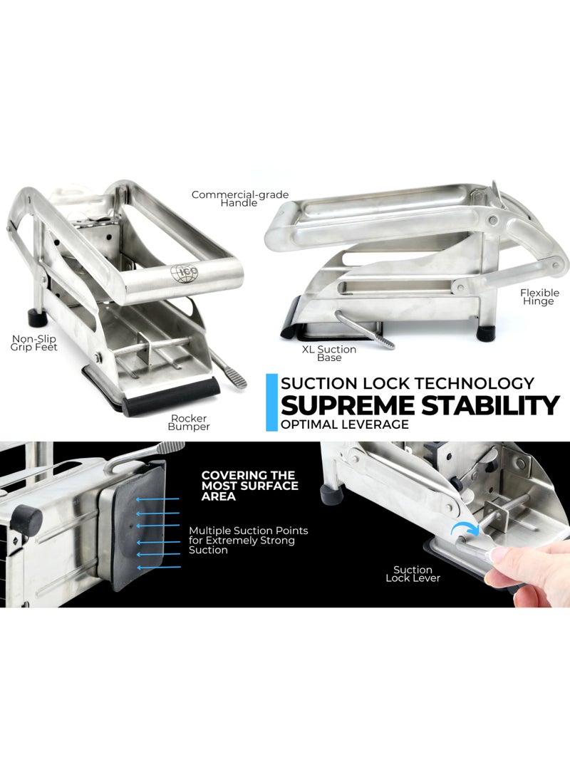 Impeccable Culinary Objects Stainless Steel French Fry Cutter with 2 Blades and Non-slip Suction Lock - Image 4