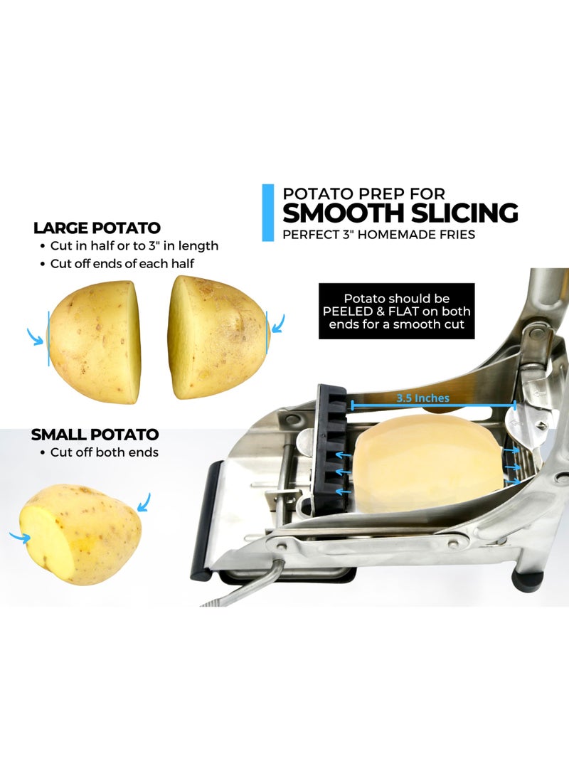 Impeccable Culinary Objects Stainless Steel French Fry Cutter with 2 Blades and Non-slip Suction Lock - Image 5