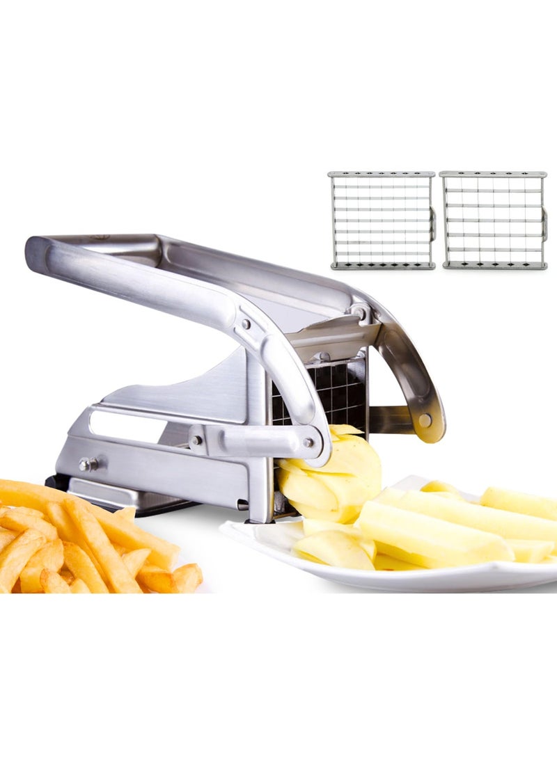 Impeccable Culinary Objects Stainless Steel French Fry Cutter with 2 Blades and Non-slip Suction Lock - Image 1