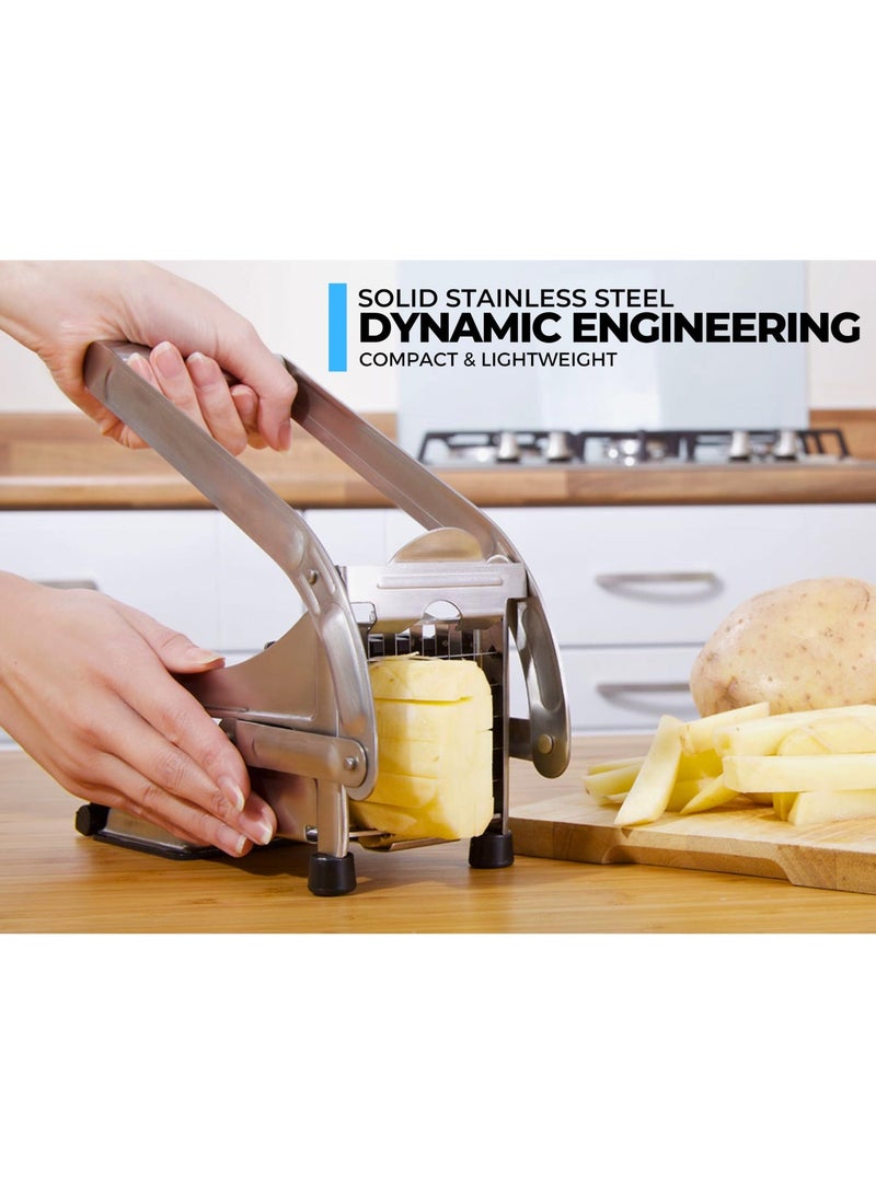 Impeccable Culinary Objects Stainless Steel French Fry Cutter with 2 Blades and Non-slip Suction Lock - Image 2