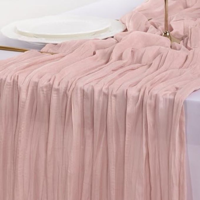 Socomi 4pcs Pink Table Runner Summer Cheesecloth Table Runner 170 inch Cheese Cloth 14FT Boho Rustic Gauze for Wedding Party Baby Shower Decor