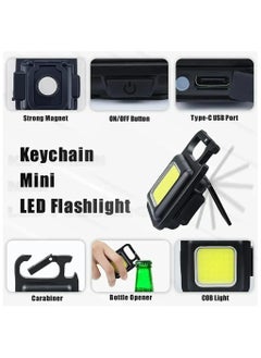 ماركة غير محددة سلسلة مفاتيح بكشاف LED صغيرة متعددة الوظائف المحمولة COB مصابيح التخييم USB شحن أضواء العمل في الهواء الطلق الصيد التنزه فانوس  - Image 5