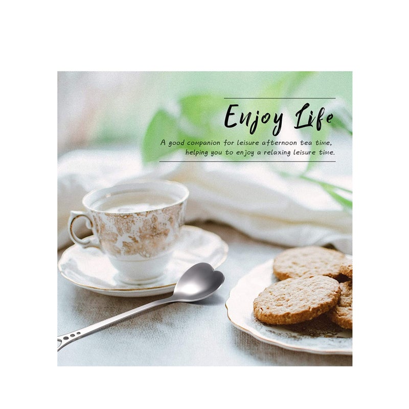 SOLARAE 12 Pcs Heart Shaped Stainless Steel Tea Spoon Flatware Set 5.7 Inch Coffee Spoon Premium Stainless Steel Coffee Spoons Sugar Spoons Ice Cream Cake Dessert Spoon Stirring Spoon for Home Restaurant - Image 5