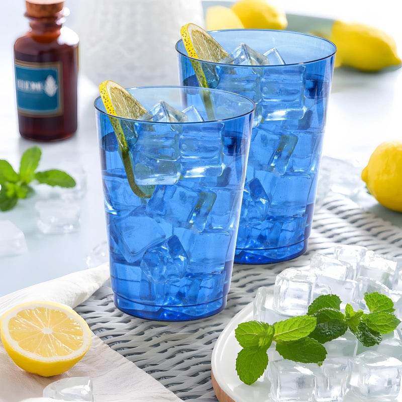 DaYammi DaYammi 100 Pack Clear Blue Plastic Cups 10 Oz  Blue Cups for Party Disposable Wine Glasses Heavy Duty Disposable Tumblers Drinking Cocktail Glasses for Wedding - Image 4
