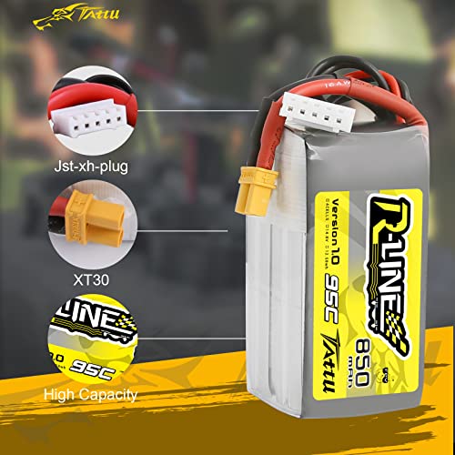 Tattu R-Line 850mAh 14.8V 95C 4S LiPo Battery Pack with XT30 Plug for Multirotor FPV from Size 100 to 180 - Image 3
