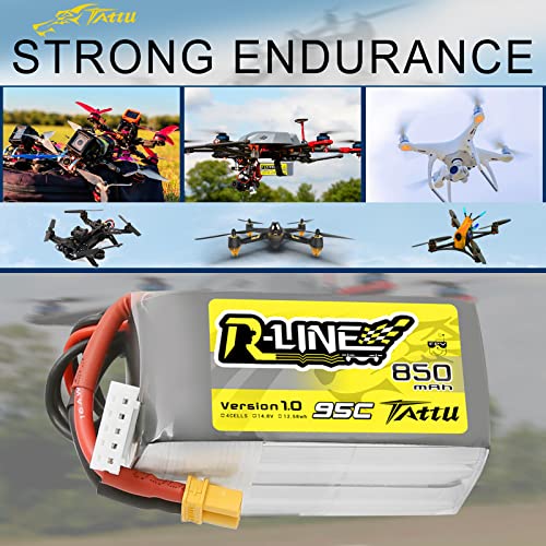 Tattu R-Line 850mAh 14.8V 95C 4S LiPo Battery Pack with XT30 Plug for Multirotor FPV from Size 100 to 180 - Image 5