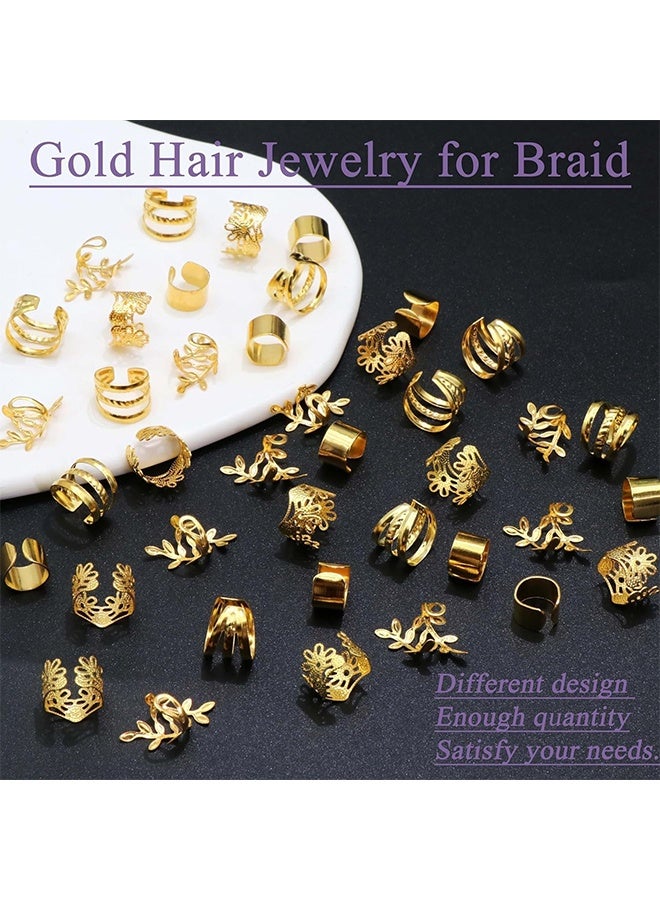 HY 80 Pcs Braid Hair Rings, Braid Metal Cuff Ornaments Love Style Braid Ring Clip Hair Braid Beads Plated Cuff Clip For Synthetic Crochet Braiding Hair Decoration Accessories (Multi Style) - Image 2