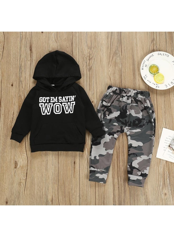 Kids Baby Boys Sets Autumn Warm Clothing Hooded Sweatshirt Camo Long Pants Child Boy Outfits Letter Hoodies+Pants