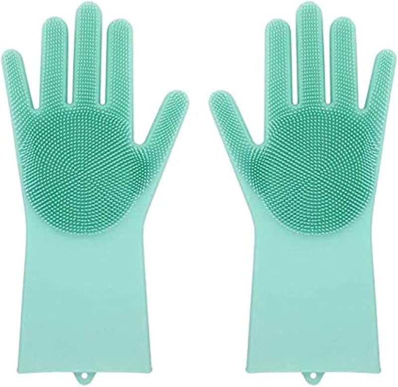 Spaceshoop Upgraded Magic REUSable Silicone Gloves With Wash Scrubber Heat Resistant For Cleaning, HoUSehold, Washing The Car, Washing Pets - Image 1