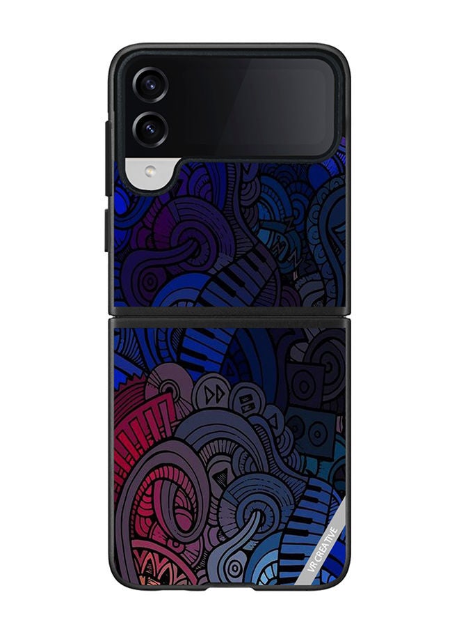 VR CREATIVE Protective Case Cover For Samsung Galaxy Z Flip4 Music Design Multicolour - Image 1