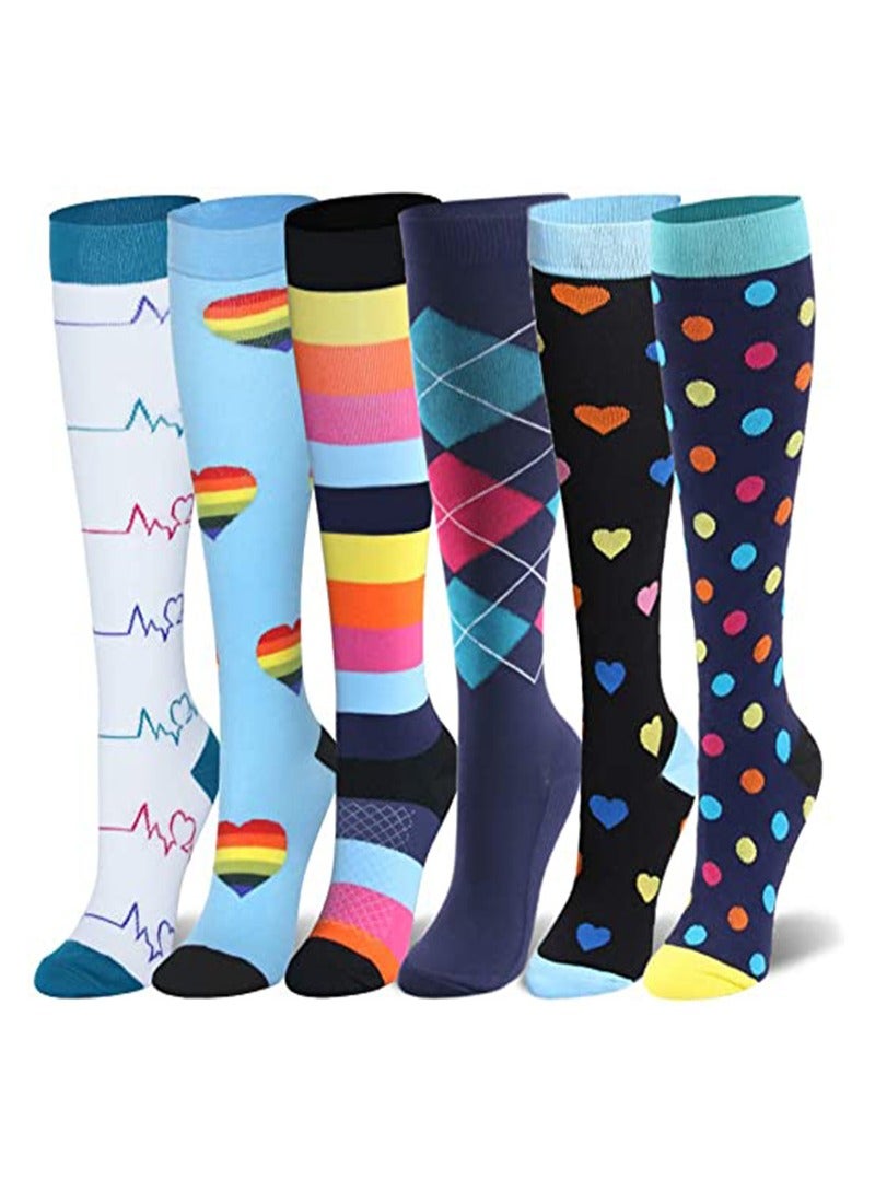 6 Pair Anti Slip Sport Knee High Socks Athletic Socks