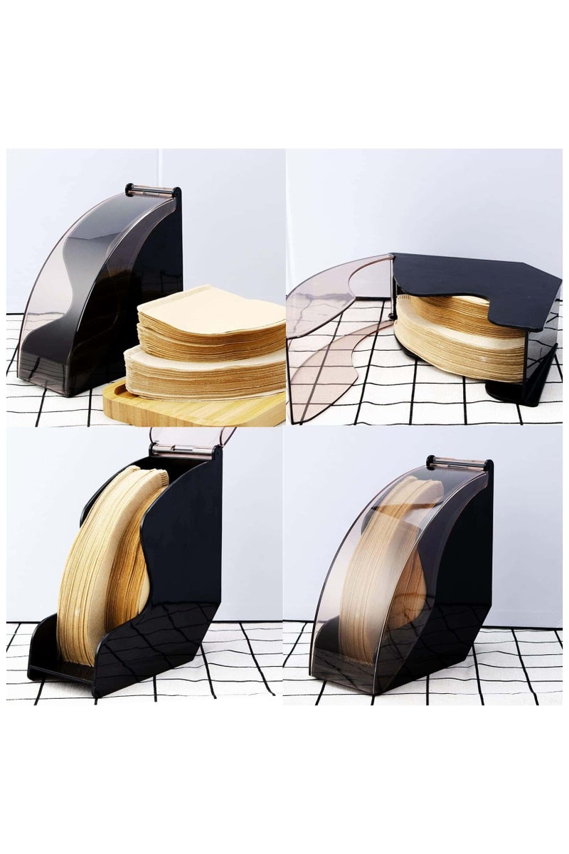 Anmi Coffee Filter Holder with 100 pcs V60 Coffee Filters Paper, Coffee Filter Storage with Dustproof Cover, Coffee Filter Box for Coffee Shop, Home, Office - Image 4