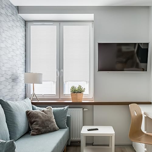 JstDoit 2 Pack Temporary Blinds for Window, Self Adhesive Pleated Blinds Cordless No Drill Fabric Blinds Room Darkening Shades Blackout Shades for Bathroom Kitchen Office 23.6 * 70.8 Inch(W*H) - Image 3