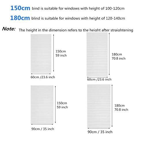 JstDoit 2 Pack Temporary Blinds for Window, Self Adhesive Pleated Blinds Cordless No Drill Fabric Blinds Room Darkening Shades Blackout Shades for Bathroom Kitchen Office 23.6 * 70.8 Inch(W*H) - Image 4