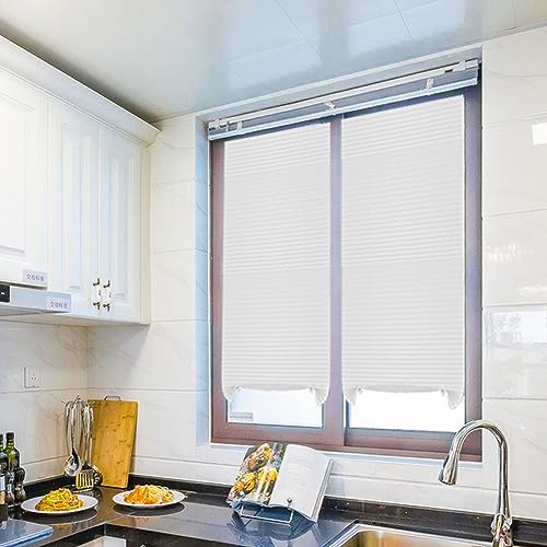 JstDoit 2 Pack Temporary Blinds for Window, Self Adhesive Pleated Blinds Cordless No Drill Fabric Blinds Room Darkening Shades Blackout Shades for Bathroom Kitchen Office 23.6 * 70.8 Inch(W*H) - Image 2