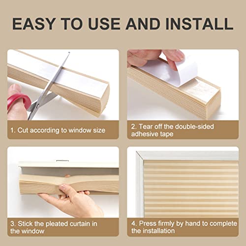 JstDoit 2 Pack Temporary Blinds for Window, Self Adhesive Pleated Blinds Cordless No Drill Fabric Blinds Room Darkening Shades Blackout Shades for Bathroom Kitchen Office 23.6 * 70.8 Inch(W*H) - Image 5