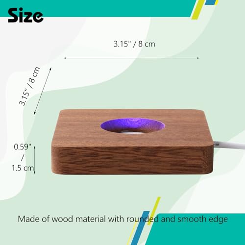 IFOLAINA LED Wood Light Base for Crystal Glass Art Crystal Sphere Holder Wooden Lamp Stand Base Multicolor Changing Square Lighted Base Pedestal for Resin Art Acrylic - Image 3
