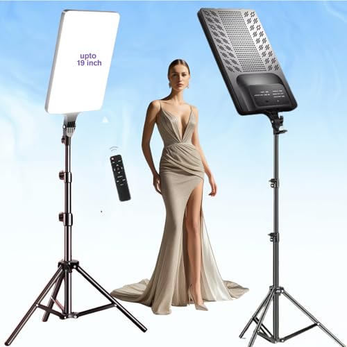 ADZOY Bi-Colors Panel Light Kit with 600 LED Power (upto 19 Inch) Model- RL-19, 2700-7500K Dimmable Photography Lighting with Remote, 7 Feet Tripod Stand for YouTube, Game Streaming, Video Photography - Image 1