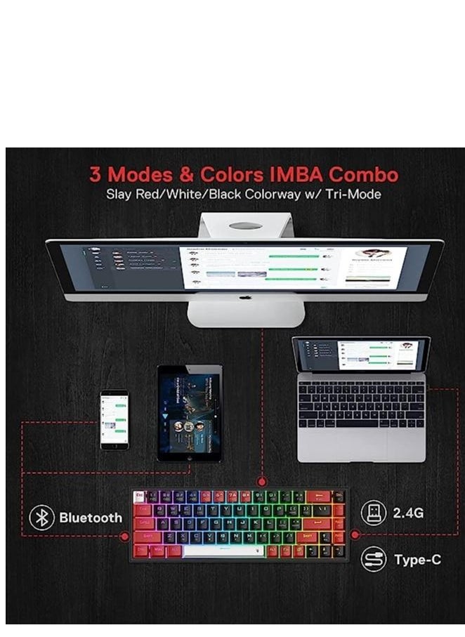 REDRAGON - Redragon K631 PRO 65% 3-Mode Wireless RGB Gaming Keyboard, 68 Keys Hot-Swappable Compact Mechanical Keyboard w/Hot-Swap Free-Mod PCB Socket & Dedicated Arrow Keys, Quiet Red Linear Switch - Image 1