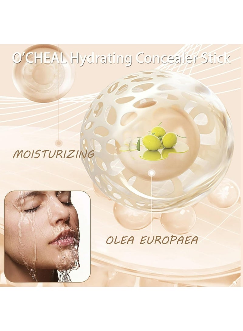 اوكيل O'CHEAL رطب مخفي عصا، تغطية كاملة لجميع أنواع الجلد ماكياج الوجه، ترطيب، طويلة الأمد، مقاومة للماء، مشرقة، خفيفة الوزن ملونة ملونة عصا للمرأة (طبيعية) - Image 2