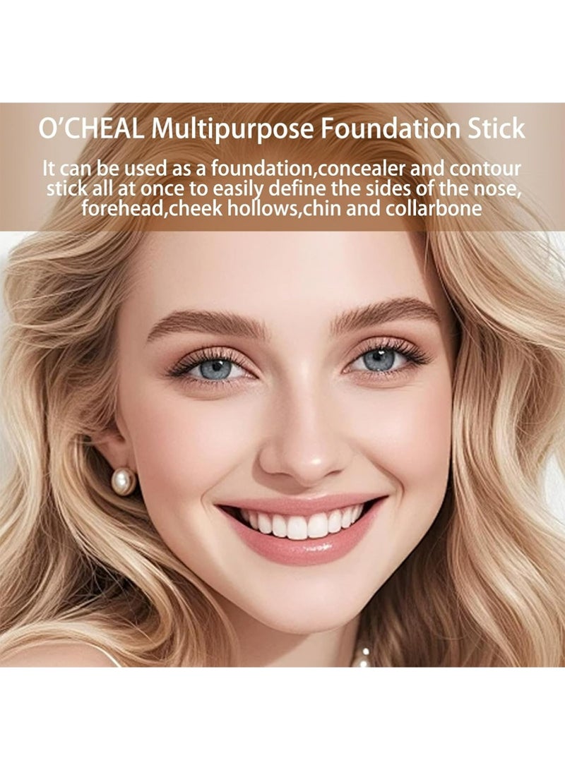 اوكيل O'CHEAL رطب مخفي عصا، تغطية كاملة لجميع أنواع الجلد ماكياج الوجه، ترطيب، طويلة الأمد، مقاومة للماء، مشرقة، خفيفة الوزن ملونة ملونة عصا للمرأة (طبيعية) - Image 5