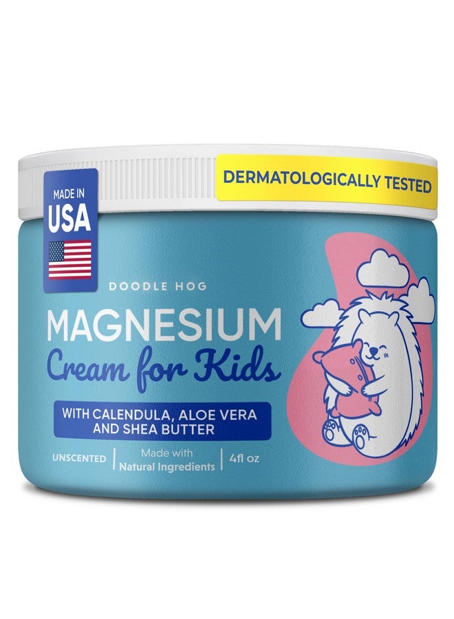 DOODLE HOG Magnesium Cream for Kids - Soothing Relief & Relaxation with Calendula, Aloe Vera, Shea Butter - Topical Magnesium Cream for Sleep - USA Made - (4 oz, Unscented) - Image 1
