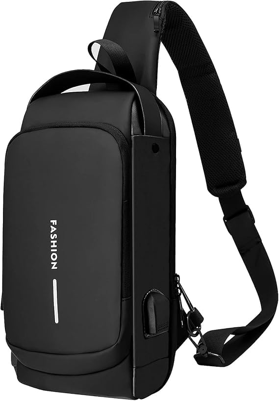 Niwlix Travel Accessories Crossbody Sling Bag For Men & Women, Casual Chest Backpack Shoulder Messenger Passport Bags Black - Image 1