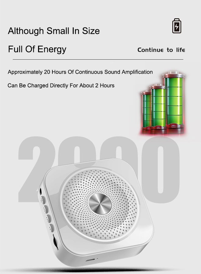 Portable Voice Amplifier Wired Microphone and Speaker, Support U Disk and TF Card,Personal Microphone Speech Amplifier, Loudspeaker for Teachers, Tour Guides/Coaches Metting/Yoga/Fitness,White - Image 4