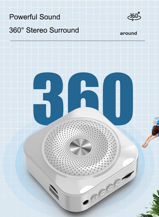 Portable Voice Amplifier Wired Microphone and Speaker, Support U Disk and TF Card,Personal Microphone Speech Amplifier, Loudspeaker for Teachers, Tour Guides/Coaches Metting/Yoga/Fitness,White - Image 5