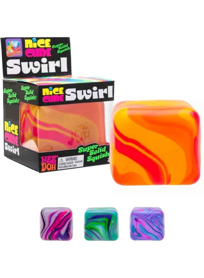 Swirl Marble Swirl Stress Cube Squishy Toys (Orange) - Super Solid Squish Fidget Cubes for Anxiety Relief, Colorful Sensory Stress Balls for Kids & Adults, Perfect for Office, School & Travel - Image 1