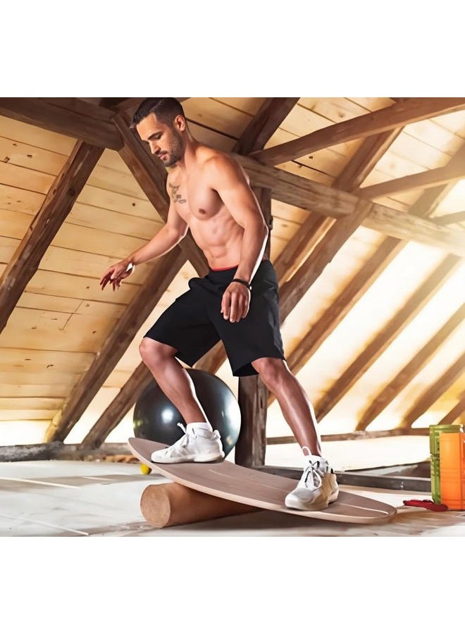 asktom Balance Board Indoor Surfboard Surf Style Home Fitness with Wheel for Exercise, Athletic Training and Board Sports - Fun Workout Equipment For Balance, Stability and Improving Core Strength (NO BASE) - Image 4