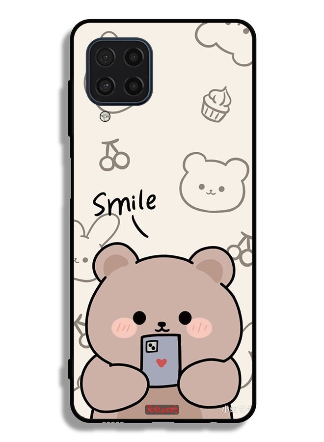 Tolwak Samsung Galaxy M22 Protective Case Cover Smile Bear Art - Image 2