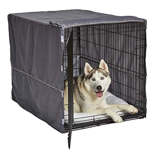 New World Large Dog Crate Cover, Polyester Privacy Kennel Cover Fits Most 42-inch Crates, Light Gray, Machine Washable, Reduces Barking & Chewing - Image 1