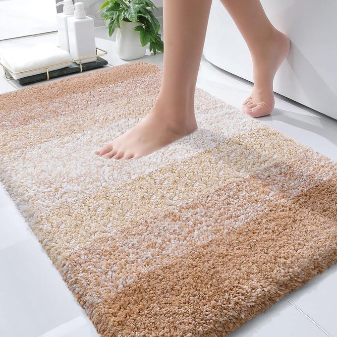 BATHROOM RUGS MAT 30X20 EXTRA SOFT ABSORBENT MICROFIBER BATH RUGS RUBBER BACKING QUICK DRY MACHINE WASHABLE BATH MATS FOR BATHROOM FLOOR TUB SHOWER AND HOME DECOR ACCESSORIES BEIGE