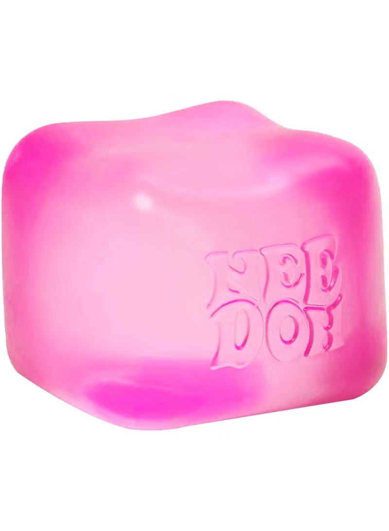 NeeDoh Nice Cube -Sensory Squeeze Toy with Super Solid Squish - 2.25" Cube (Pink) - Image 1