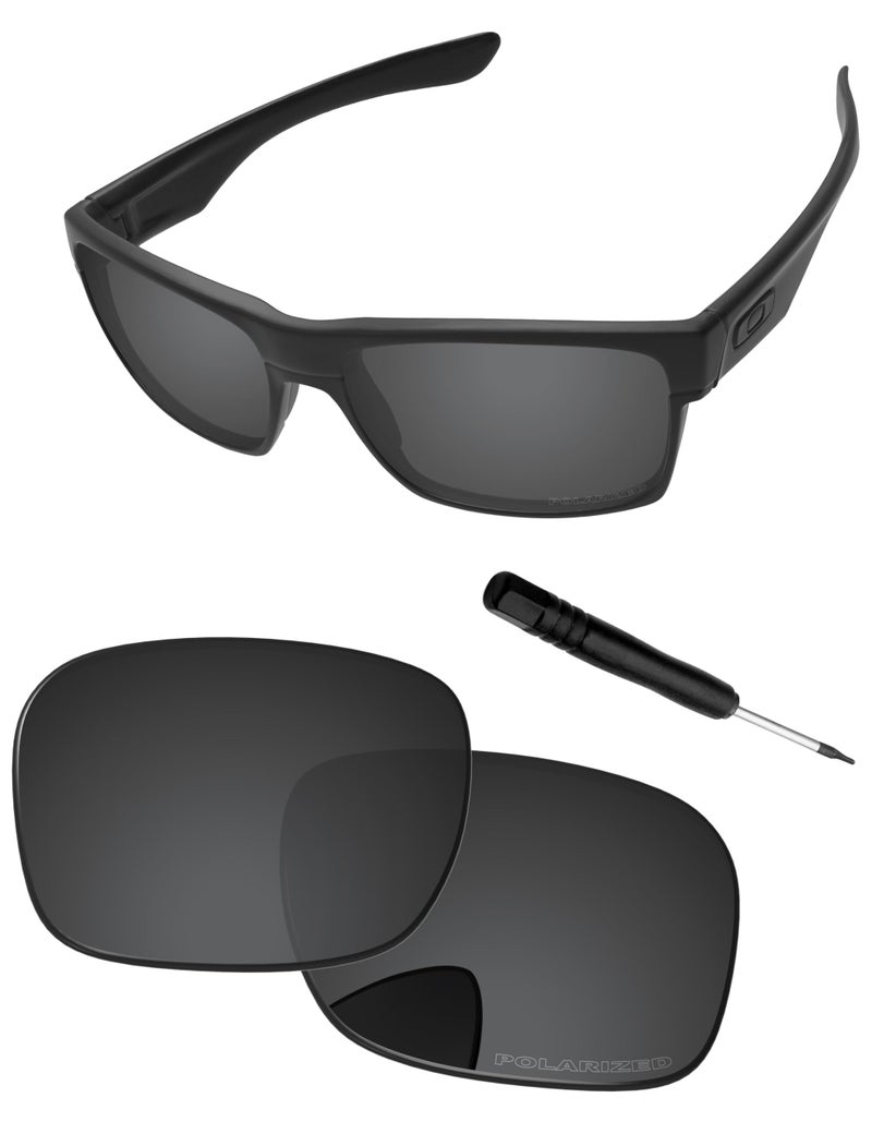 PapaViva Replacement Lenses & Screwdriver for Oakley TwoFace OO9189 Sunglass Solid Black Polarized - Image 1