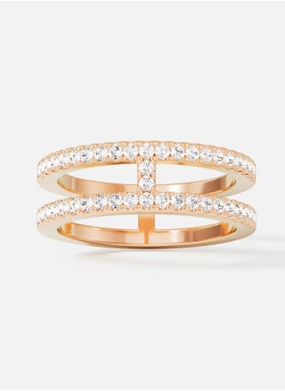 Double Line Studded Rose Gold