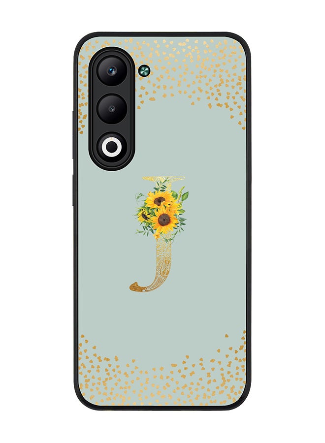 Stylizedd For Oppo A5 5G / A5 4G Case,Slim fit Camera Protection, Shockproof Thin Phone cover  - Custom Floral Monogram - J  (Light Grey )