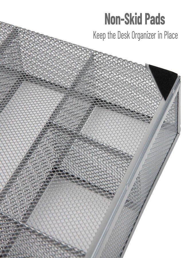 مايند ريدر منظم أدراج قارئ الأفكار، منظم مكتب، منظم أدوات، مكتب، مطبخ، شبكة معدنية، طقم من قطعتين، فضي - Image 4