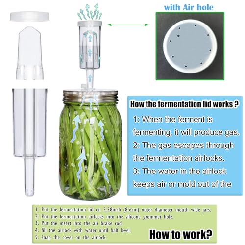 laffeya Fermentation Lids Kit - Wide Mouth Mason Jar Fermenting Lids 2 with Airlocks 2 & Grommets 4, Stainless Steel Fermenter Lid for Making Hot Sauce Pickle Hot Beer Wine (Jars Not Included) - Image 4