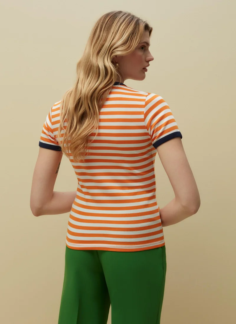 Ovs PIOMBO striped T-shirt in Supima cotton
