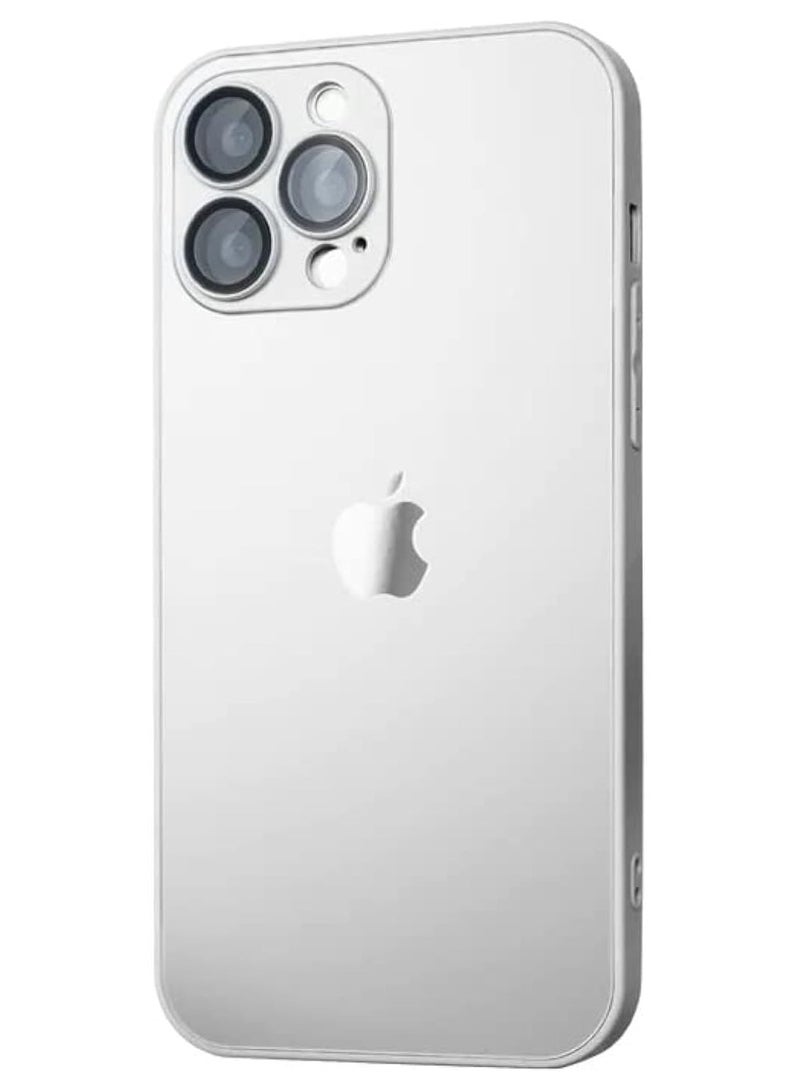 Compatible with iPhone 14 Pro Case[Full Camera Protection] Premium Matte Glass Shockproof Protective Phone Case Cover (white) 