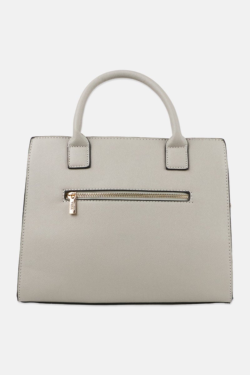 Vera Women Joy Pebble Brand Logo Satchel Bag, Grey - Image 2