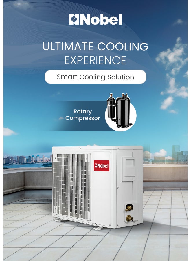 نوبل مكيف هواء سبليت 1 طن 12300 BTU T3 تبريد، ضاغط دوار، زعانف ذهبية، تدفق هواء 4 اتجاهات، إعادة تشغيل تلقائية – (ضمان 1 سنة) - Image 5