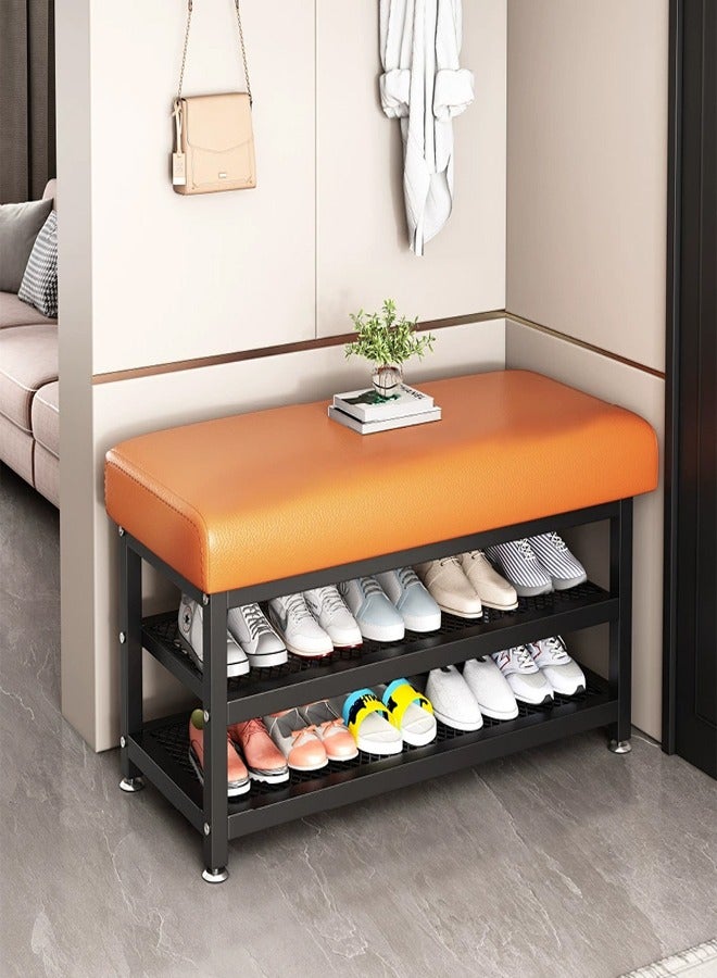 ATM Compact Shoe Bench with Metal Frame and Leather Upholstery - 60x31x49 cm  - Image 1