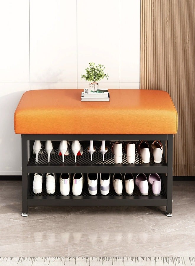 ATM Compact Shoe Bench with Metal Frame and Leather Upholstery - 60x31x49 cm  - Image 3